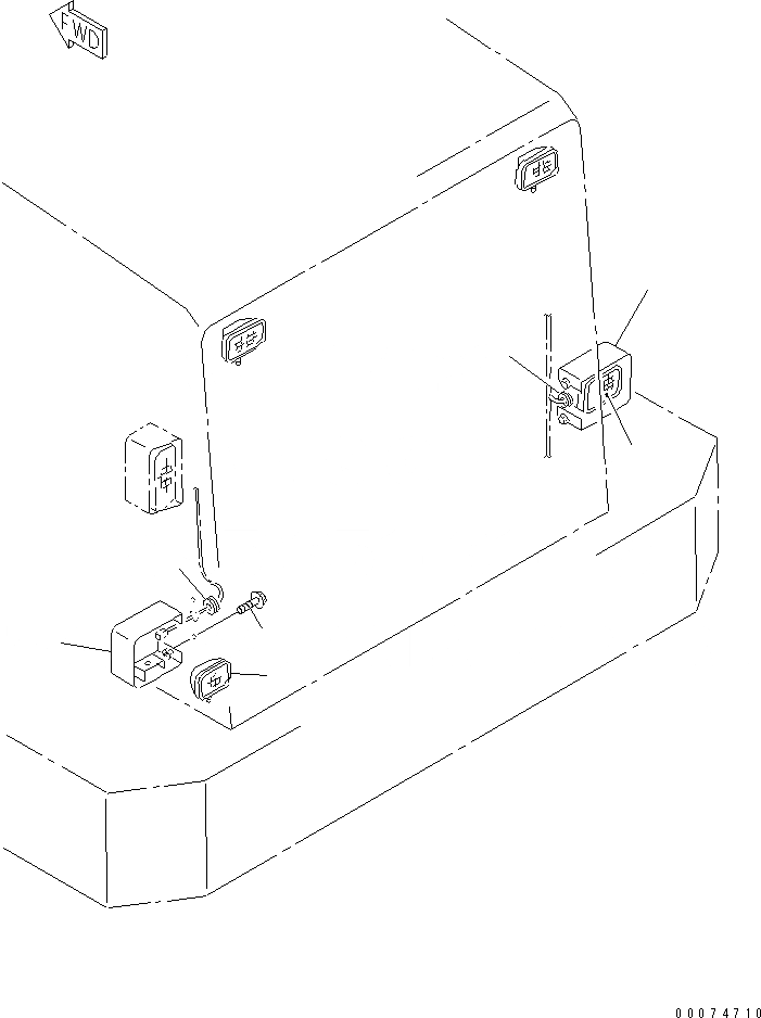 Схема запчастей Komatsu WA700-3 - КАПОТ (ЗАДН. РАБОЧ. ОСВЕЩЕНИЕ)(№7-) ЧАСТИ КОРПУСА