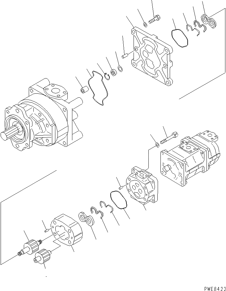 Схема запчастей Komatsu WA700-3 - ГИДРОТРАНСФОРМАТОР И НАСОС PPC (/) ОСНОВН. КОМПОНЕНТЫ И РЕМКОМПЛЕКТЫ