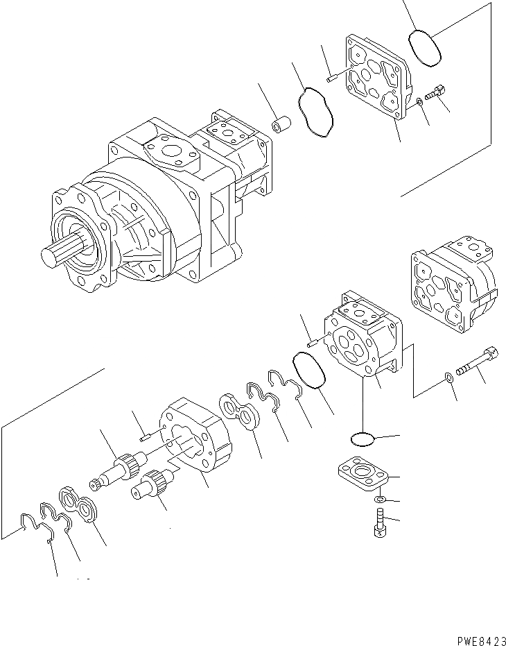 Схема запчастей Komatsu WA700-3 - ГИДРОТРАНСФОРМАТОР И НАСОС PPC (/) ОСНОВН. КОМПОНЕНТЫ И РЕМКОМПЛЕКТЫ