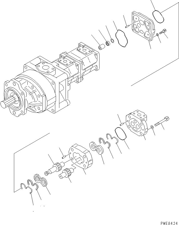 Схема запчастей Komatsu WA700-3 - ГИДРОТРАНСФОРМАТОР И НАСОС PPC (/) ОСНОВН. КОМПОНЕНТЫ И РЕМКОМПЛЕКТЫ