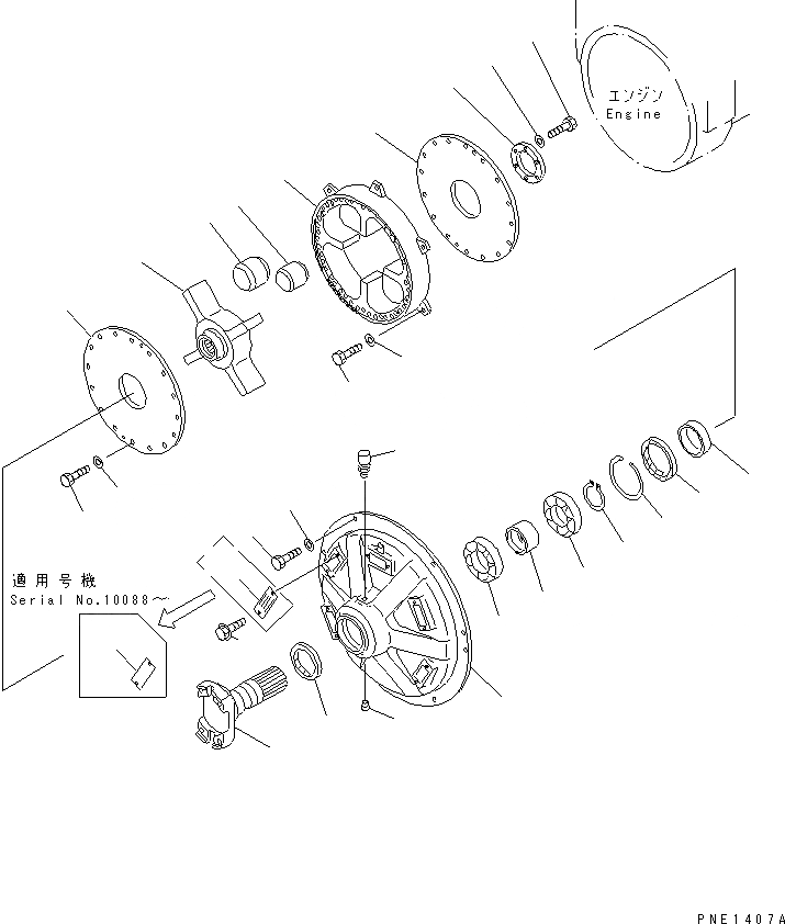 Схема запчастей Komatsu WA700-1 - ДЕМПФЕР(№-) ГИДРОТРАНСФОРМАТОР И ТРАНСМИССИЯ