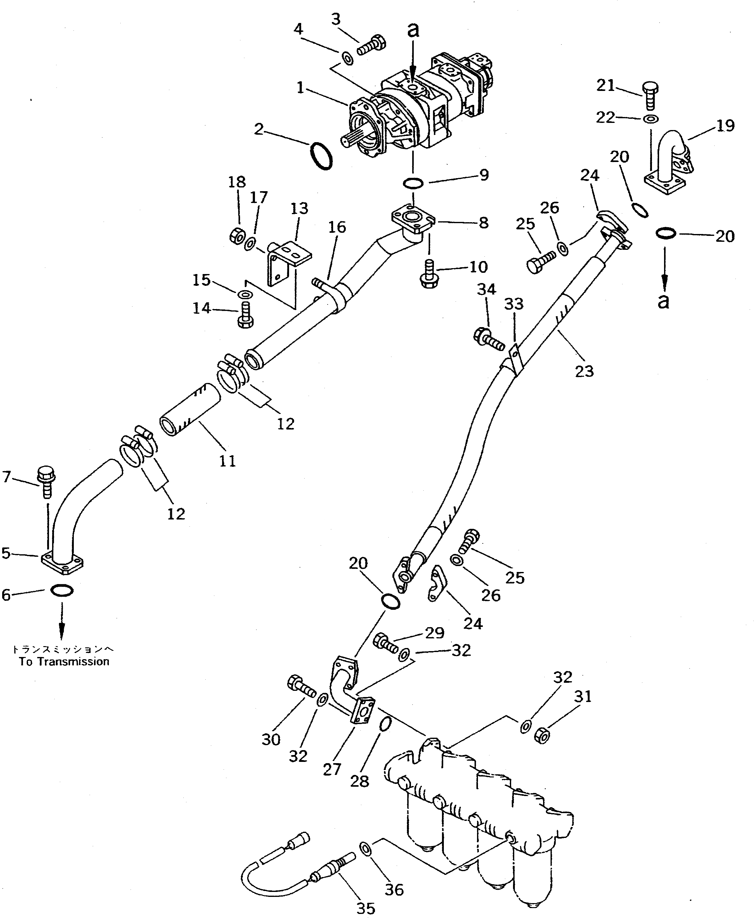 Схема запчастей Komatsu WA700-1 - ТОРКФЛОУ ТРУБЫ (/) ГИДРОТРАНСФОРМАТОР И ТРАНСМИССИЯ