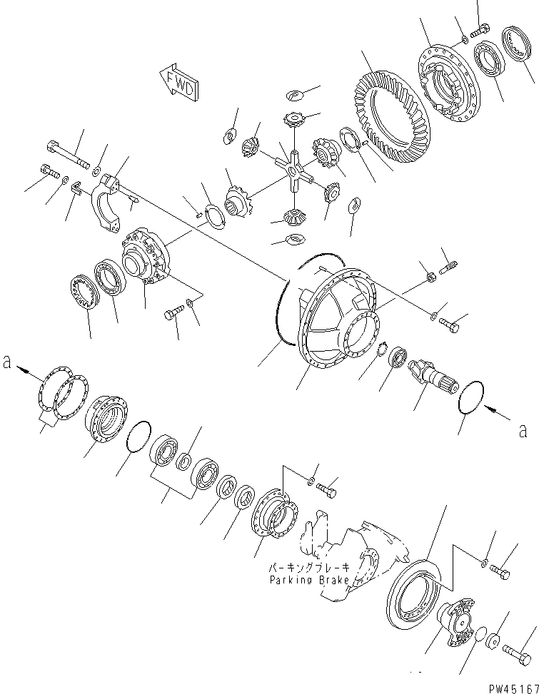 Схема запчастей Komatsu WA700-1 - ПЕРЕДНИЙ ДИФФЕРЕНЦИАЛ ВЕДУЩ. ВАЛ¤ ДИФФЕРЕНЦ. И КОЛЕСА