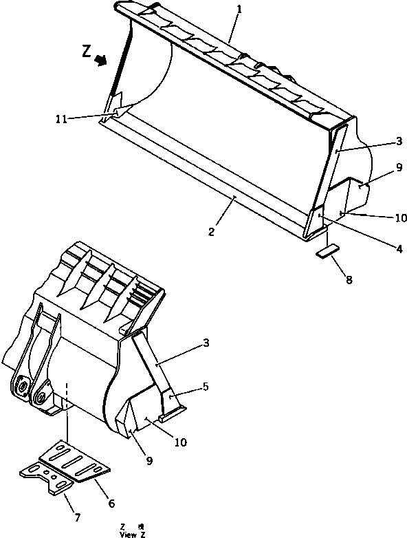 Схема запчастей Komatsu WA700-1 - КОВШ¤ 8.M (БЕЗ TOOTH) РАБОЧЕЕ ОБОРУДОВАНИЕ