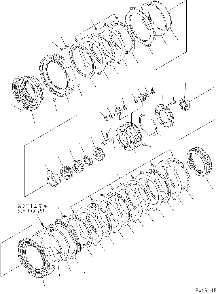 Схема запчастей Komatsu WA700-1 - ТРАНСМИССИЯ (ПЕРЕД. И 4 МУФТА) ТРАНСМИССИЯ