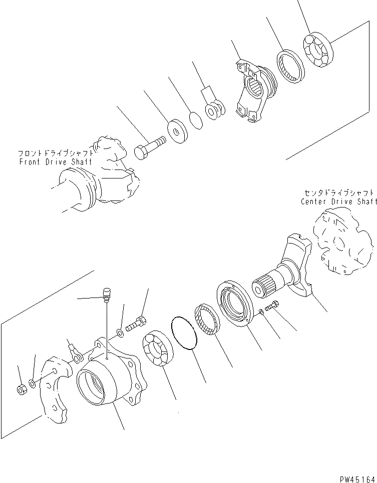 Схема запчастей Komatsu WA700-1 - ЦЕНТР. СУППОРТ ВЕДУЩ. ВАЛ¤ ДИФФЕРЕНЦ. И КОЛЕСА