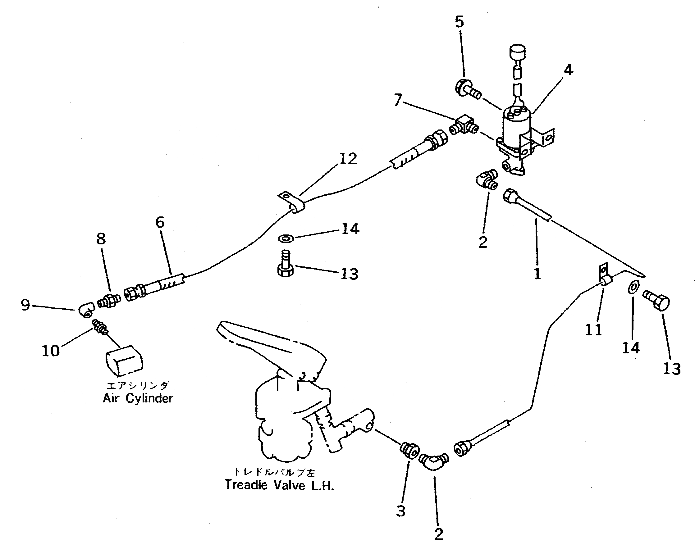 Схема запчастей Komatsu WA700-1 - ВОЗДУХОВОД (КЛАПАН ПЕДАЛИ) (/) ВЕДУЩ. ВАЛ¤ ДИФФЕРЕНЦ. И КОЛЕСА