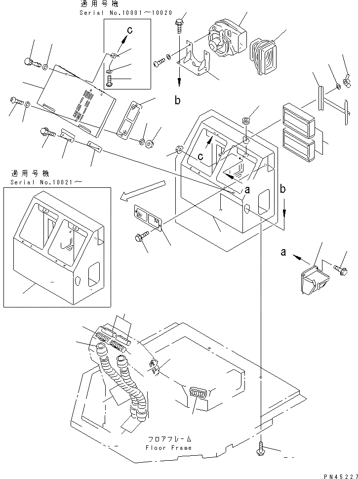 Схема запчастей Komatsu WA700-1 - КОМПОНЕНТЫ КОНДИЦИОНЕРА (/) (КАБИНА ЧАСТИ ИНТЕРЬЕРА)(№-) РАМА И ЧАСТИ КОРПУСА