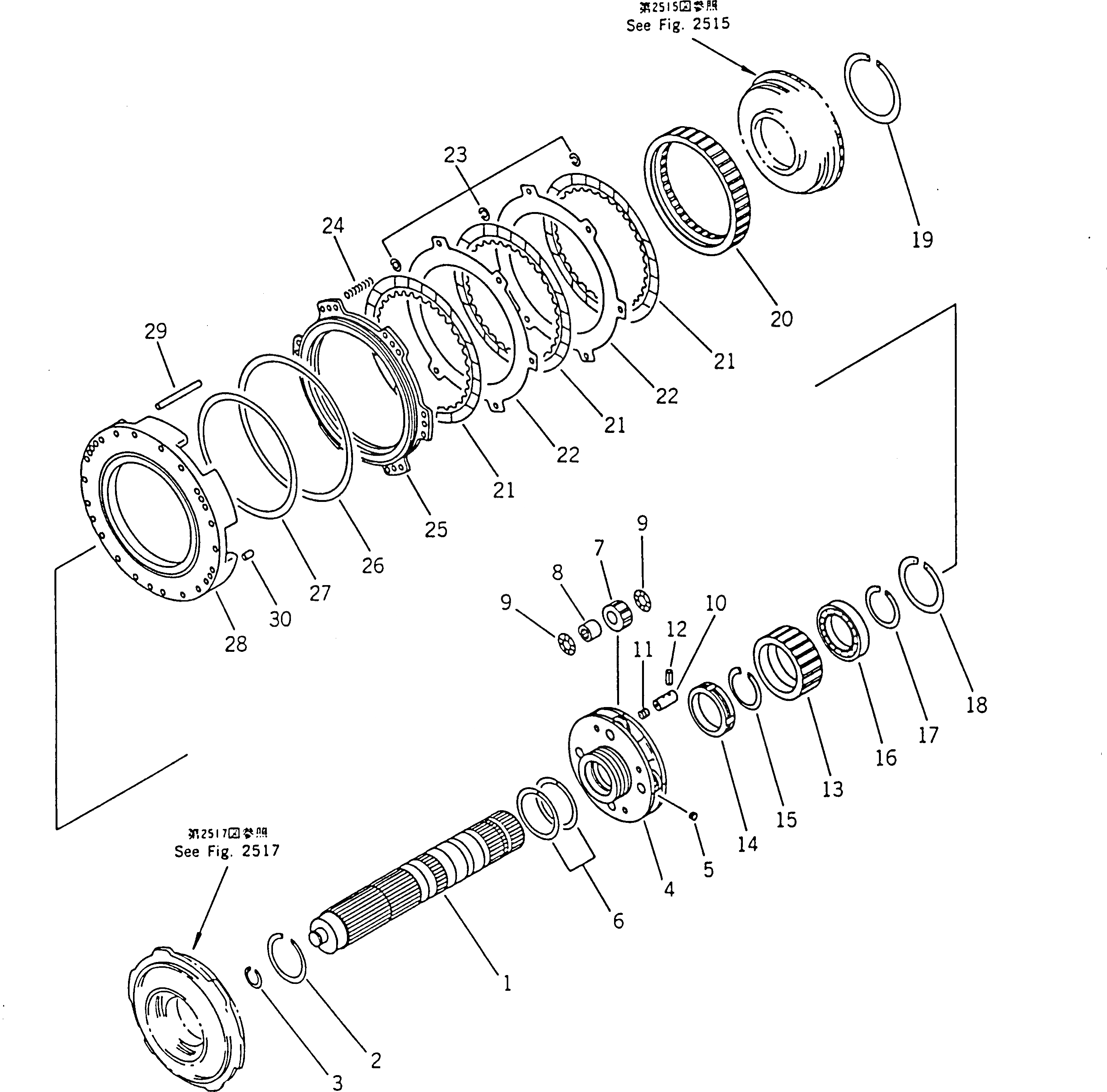 Схема запчастей Komatsu WA700-1 - ТРАНСМИССИЯ (1 МУФТА) ТРАНСМИССИЯ