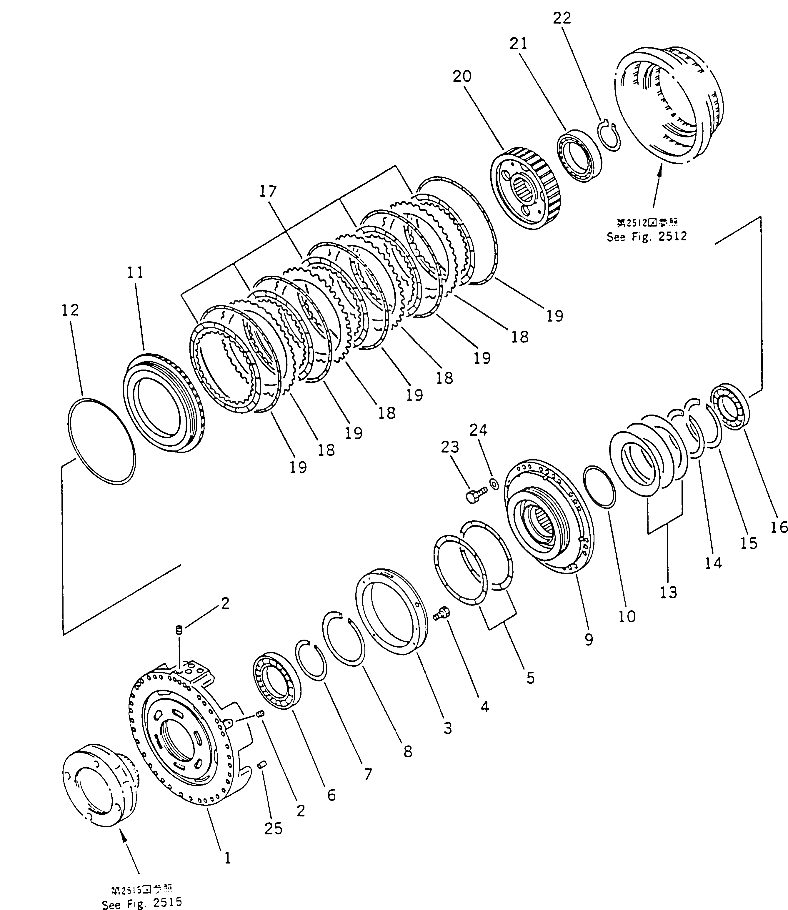 Схема запчастей Komatsu WA700-1 - ТРАНСМИССИЯ (2 МУФТА) ТРАНСМИССИЯ