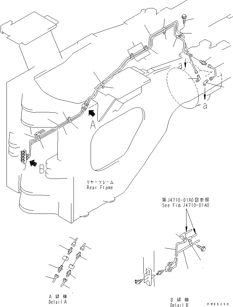 Схема запчастей Komatsu WA700-3 - УДАЛЕННАЯ СМАЗКА (ЗАДН.¤ /)(№-7) ОСНОВНАЯ РАМА И ЕЕ ЧАСТИ