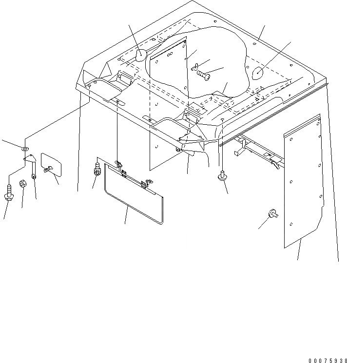 Схема запчастей Komatsu WA700-3 - КАБИНА (ВЕРХН. ЧАСТИ ИНТЕРЬЕРА И КРЫША ПОДУШКА)(№7-) КАБИНА ОПЕРАТОРА И СИСТЕМА УПРАВЛЕНИЯ