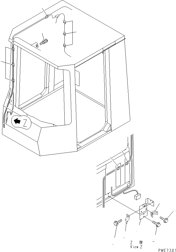 Схема запчастей Komatsu WA700-3 - КАБИНА (ЭЛЕКТРИКА ЭЛЕМЕНТЫ КРЕПЛЕНИЯ)(№7-) КАБИНА ОПЕРАТОРА И СИСТЕМА УПРАВЛЕНИЯ