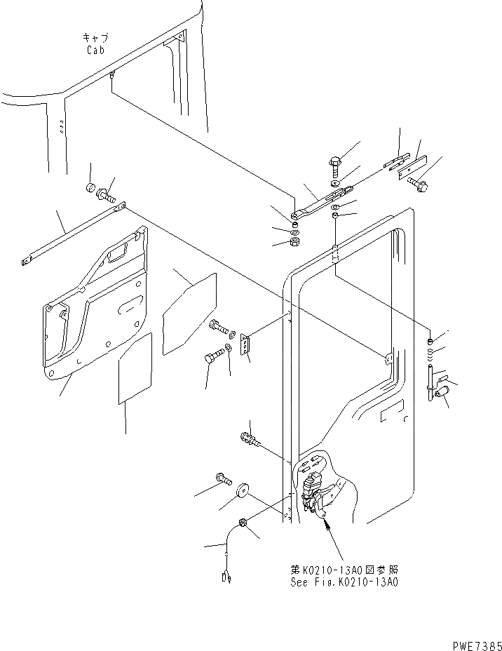 Схема запчастей Komatsu WA700-3 - КАБИНА (ЛЕВ. ДВЕРЬ В СБОРЕ¤ /) (ДВЕРЬ ФИКСАТОР ОТКРЫТИЯ¤ ПОДУШКА И РУЧКА)(№-7) КАБИНА ОПЕРАТОРА И СИСТЕМА УПРАВЛЕНИЯ