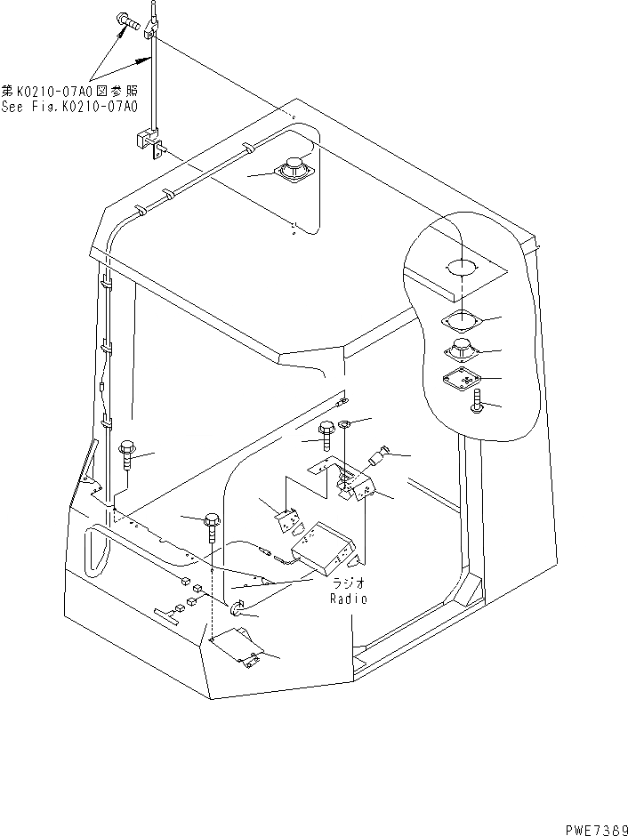 Схема запчастей Komatsu WA700-3 - КАБИНА (ПРИКУРИВАТЕЛЬ¤ РАДИО И ГРОМКОГОВОРИТ.)(№-7) КАБИНА ОПЕРАТОРА И СИСТЕМА УПРАВЛЕНИЯ