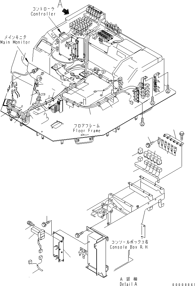 Схема запчастей Komatsu WA700-3 - ПОЛ (ДОПОЛН. Э/ПРОВОДКА) (ACTIVE РАБОЧ.ING)(№-7) КАБИНА ОПЕРАТОРА И СИСТЕМА УПРАВЛЕНИЯ