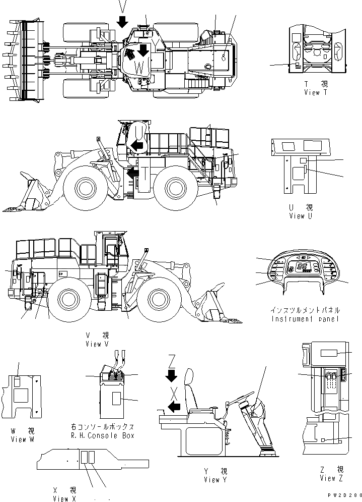 Схема запчастей Komatsu WA700-3 - ПОЛ ТАБЛИЧКИ (ИСПАНИЯ)(№-) КАБИНА ОПЕРАТОРА И СИСТЕМА УПРАВЛЕНИЯ