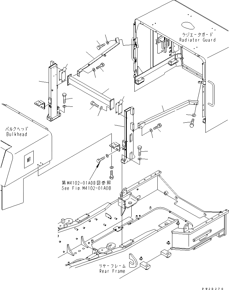 Схема запчастей Komatsu WA700-3 - КАПОТ (СУППОРТ)(№-) ЧАСТИ КОРПУСА