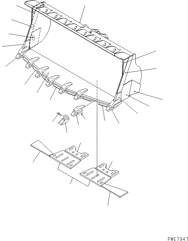 Схема запчастей Komatsu WA700-3 - V-ОБРАЗН КОВШ¤ 8.7M (С ЗУБЬЯМИ) (С ЗАЩИТОЙ ШИН)(№-7) РАБОЧЕЕ ОБОРУДОВАНИЕ