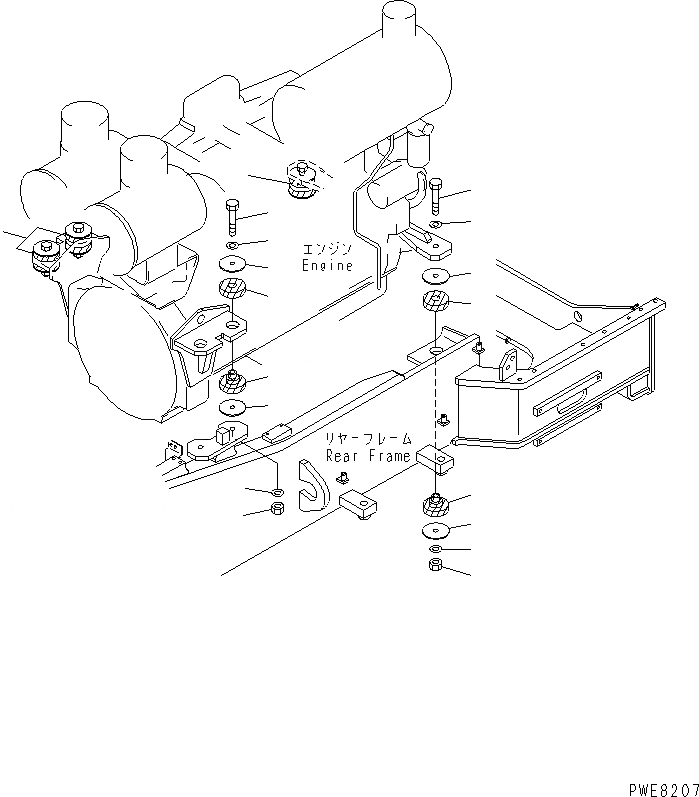 Схема запчастей Komatsu WA700-3 - КРЕПЛЕНИЕ ДВИГАТЕЛЯ (ЭЛЕМЕНТЫ КРЕПЛЕНИЯ)(№-) КОМПОНЕНТЫ ДВИГАТЕЛЯ