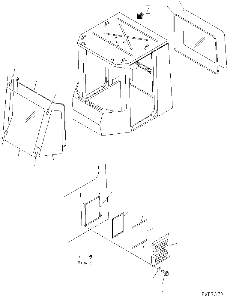 Схема запчастей Komatsu WA700-3 - КАБИНА (ОКНА) (С LAMINATED СТЕКЛА) (ДЛЯ ЯПОН.) КАБИНА ОПЕРАТОРА И СИСТЕМА УПРАВЛЕНИЯ