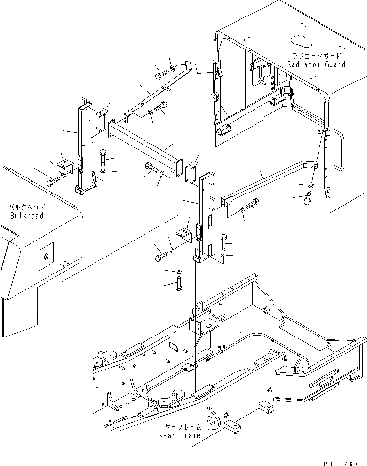 Схема запчастей Komatsu WA700-3 - КАПОТ (СУППОРТ)(№-) ЧАСТИ КОРПУСА