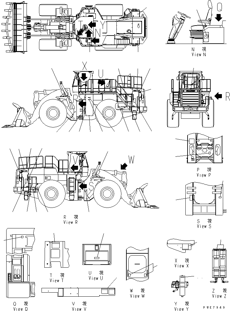 Схема запчастей Komatsu WA700-3 - МАРКИРОВКА (ЯПОН.) МАРКИРОВКА