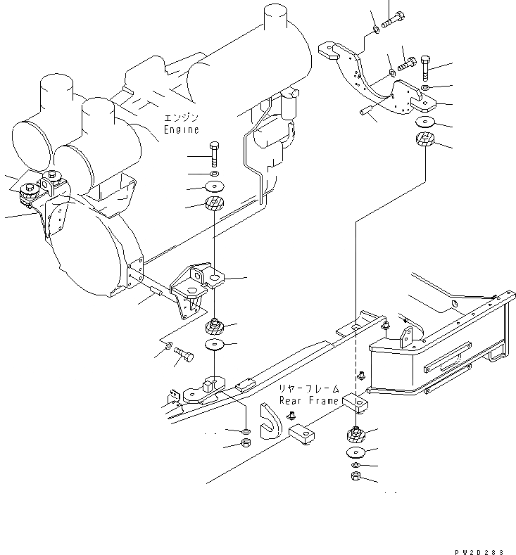 Схема запчастей Komatsu WA700-3 - КРЕПЛЕНИЕ ДВИГАТЕЛЯ (ЭЛЕМЕНТЫ КРЕПЛЕНИЯ)(№-7) КОМПОНЕНТЫ ДВИГАТЕЛЯ
