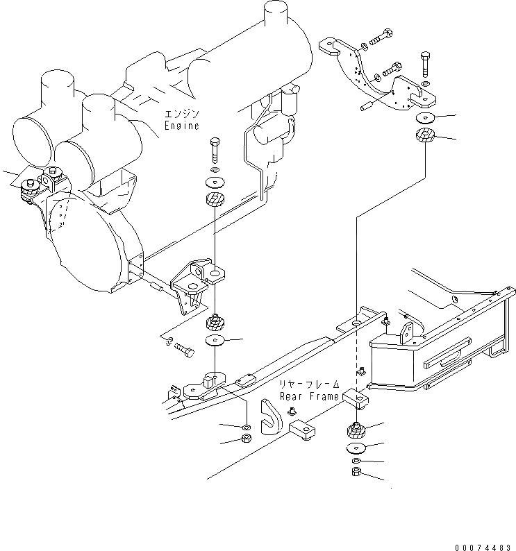 Схема запчастей Komatsu WA700-3 - КРЕПЛЕНИЕ ДВИГАТЕЛЯ (ЭЛЕМЕНТЫ КРЕПЛЕНИЯ)(№7-) КОМПОНЕНТЫ ДВИГАТЕЛЯ