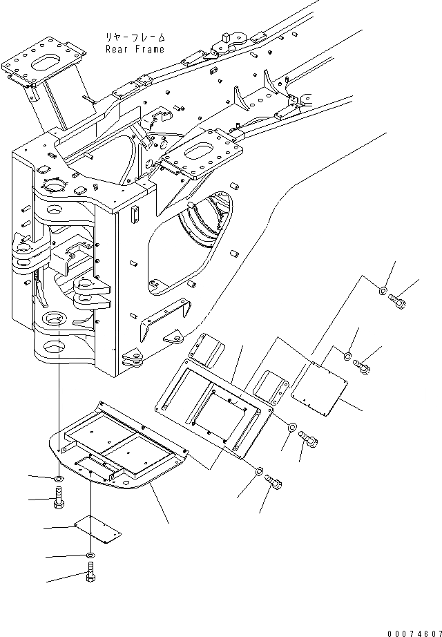 Схема запчастей Komatsu WA700-3 - БЛОКИР. BAR И КРЫШКА(НИЖН. ЗАЩИТА) (СПЕЦ-Я TBG)(№7-) ОСНОВНАЯ РАМА И ЕЕ ЧАСТИ