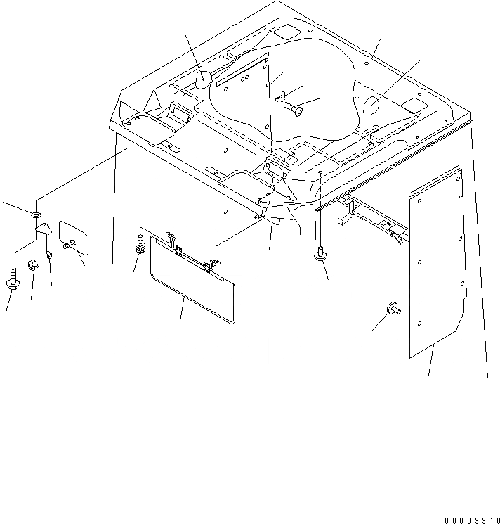 Схема запчастей Komatsu WA700-3 - КАБИНА (ВЕРХН. ЧАСТИ ИНТЕРЬЕРА И КРЫША ПОДУШКА)(№-7) КАБИНА ОПЕРАТОРА И СИСТЕМА УПРАВЛЕНИЯ
