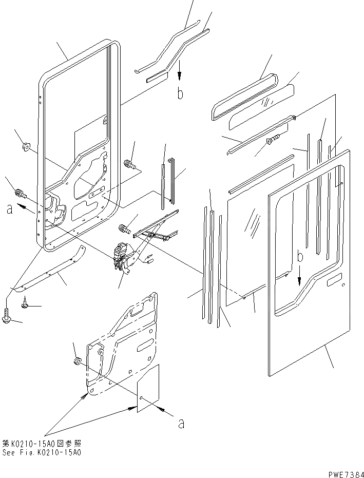 Схема запчастей Komatsu WA700-3 - КАБИНА (ЛЕВ. ДВЕРЬ В СБОРЕ¤ /) (ДВЕРЬ РАМА¤ ОКНА И РЕГУЛЯТОР)(№-7) КАБИНА ОПЕРАТОРА И СИСТЕМА УПРАВЛЕНИЯ