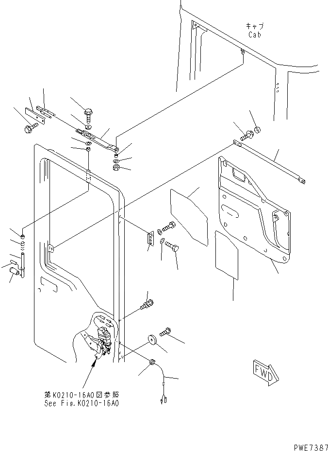 Схема запчастей Komatsu WA700-3 - КАБИНА (ПРАВ. ДВЕРЬ В СБОРЕ¤ /) (ДВЕРЬ ФИКСАТОР ОТКРЫТИЯ¤ ПОДУШКА И РУЧКА)(№-7) КАБИНА ОПЕРАТОРА И СИСТЕМА УПРАВЛЕНИЯ
