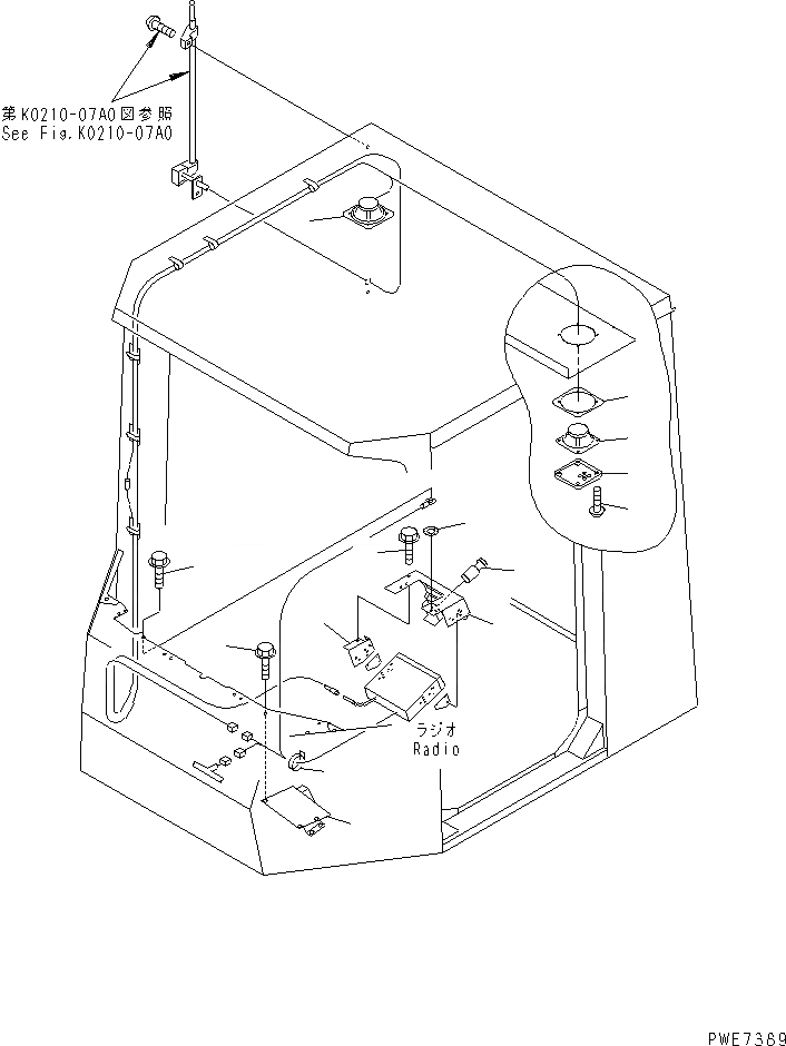 Схема запчастей Komatsu WA700-3 - КАБИНА (ПРИКУРИВАТЕЛЬ¤ РАДИО И ГРОМКОГОВОРИТ.)(№-7) КАБИНА ОПЕРАТОРА И СИСТЕМА УПРАВЛЕНИЯ