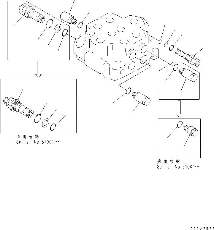 Схема запчастей Komatsu WA700-3 - КОНТРОЛЬНЫЙ КЛАПАН (2-Х СЕЦИОНН.) (/) ОСНОВН. КОМПОНЕНТЫ И РЕМКОМПЛЕКТЫ