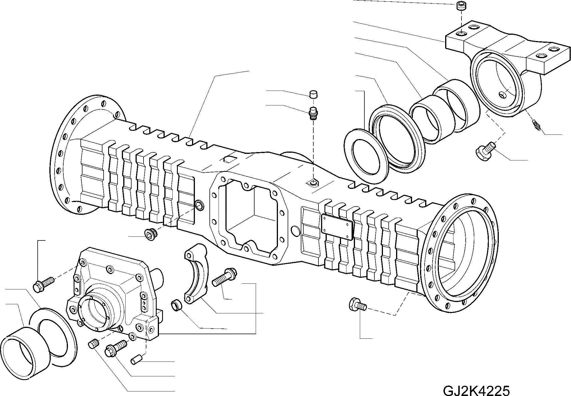 Схема запчастей Komatsu WA70-5 - ЗАДН. МОСТ, КОЖУХ И КОМПОНЕНТЫ, МОСТ С % DIFF. БЛОКИР. ЗАДН. МОСТ