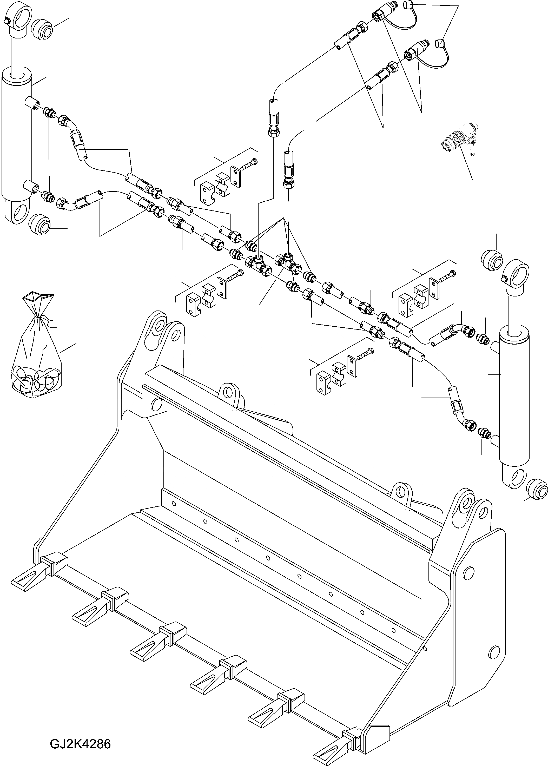 Схема запчастей Komatsu WA70-5 - GRAB КОВШ , ТРУБЫS, ЧАСТЬ  ОБОРУД-Е