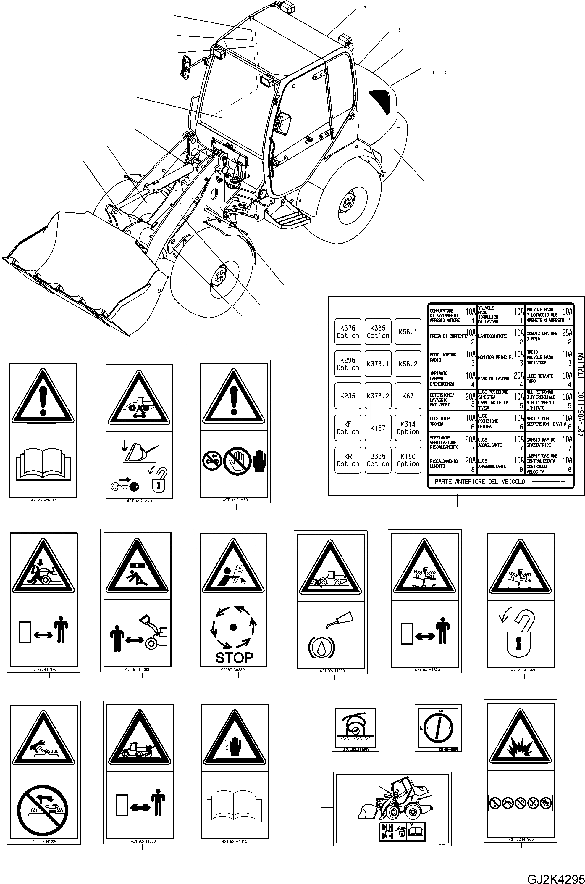 Схема запчастей Komatsu WA70-5 - ТАБЛИЧКИS, ИТАЛИЯ ИНСТРУМЕНТ, АКСЕССУАРЫ, БУКВЕНН.