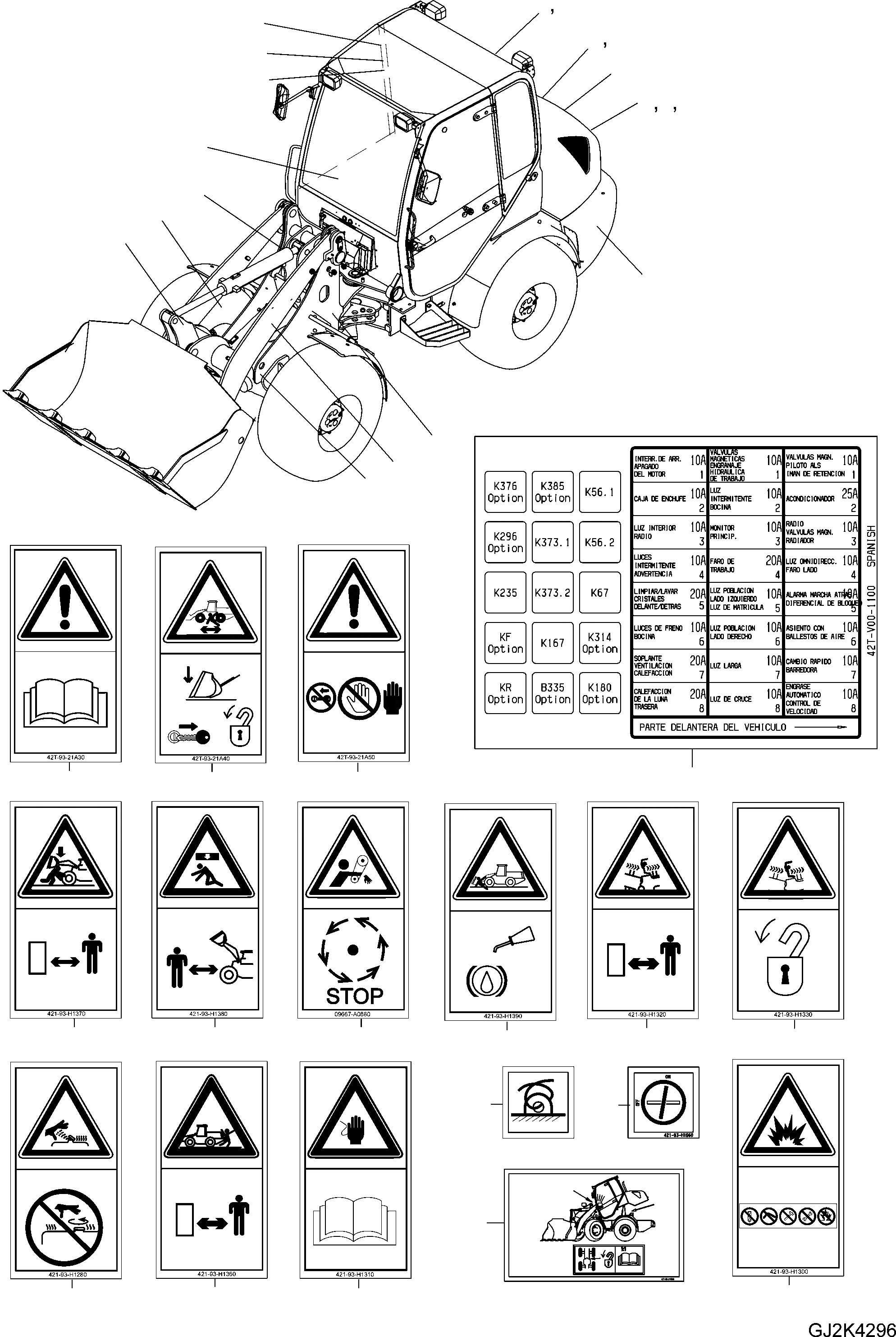 Схема запчастей Komatsu WA70-5 - ТАБЛИЧКИS, ИСПАНИЯ ИНСТРУМЕНТ, АКСЕССУАРЫ, БУКВЕНН.