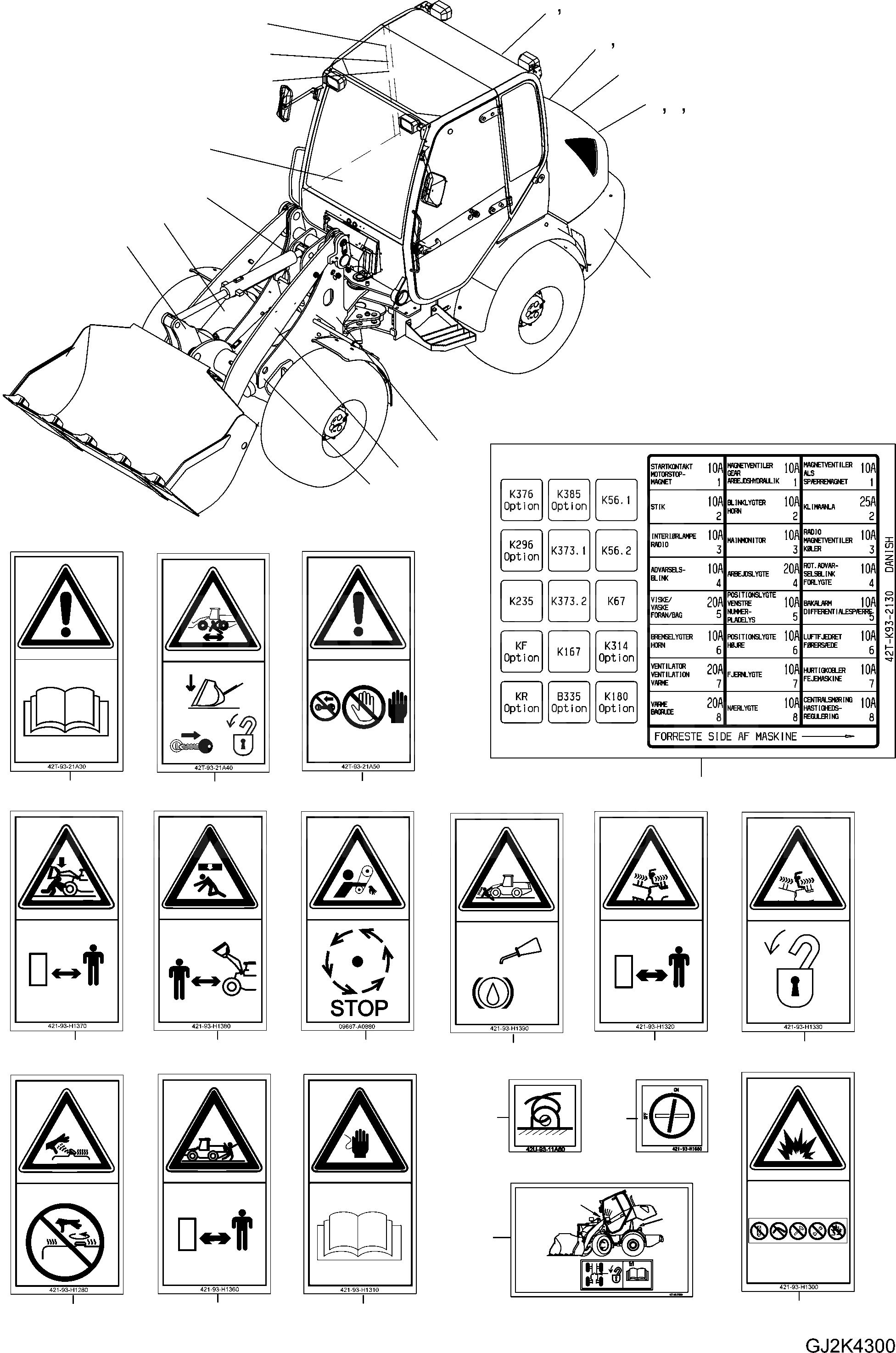 Схема запчастей Komatsu WA70-5 - ТАБЛИЧКИS, DANISH ИНСТРУМЕНТ, АКСЕССУАРЫ, БУКВЕНН.