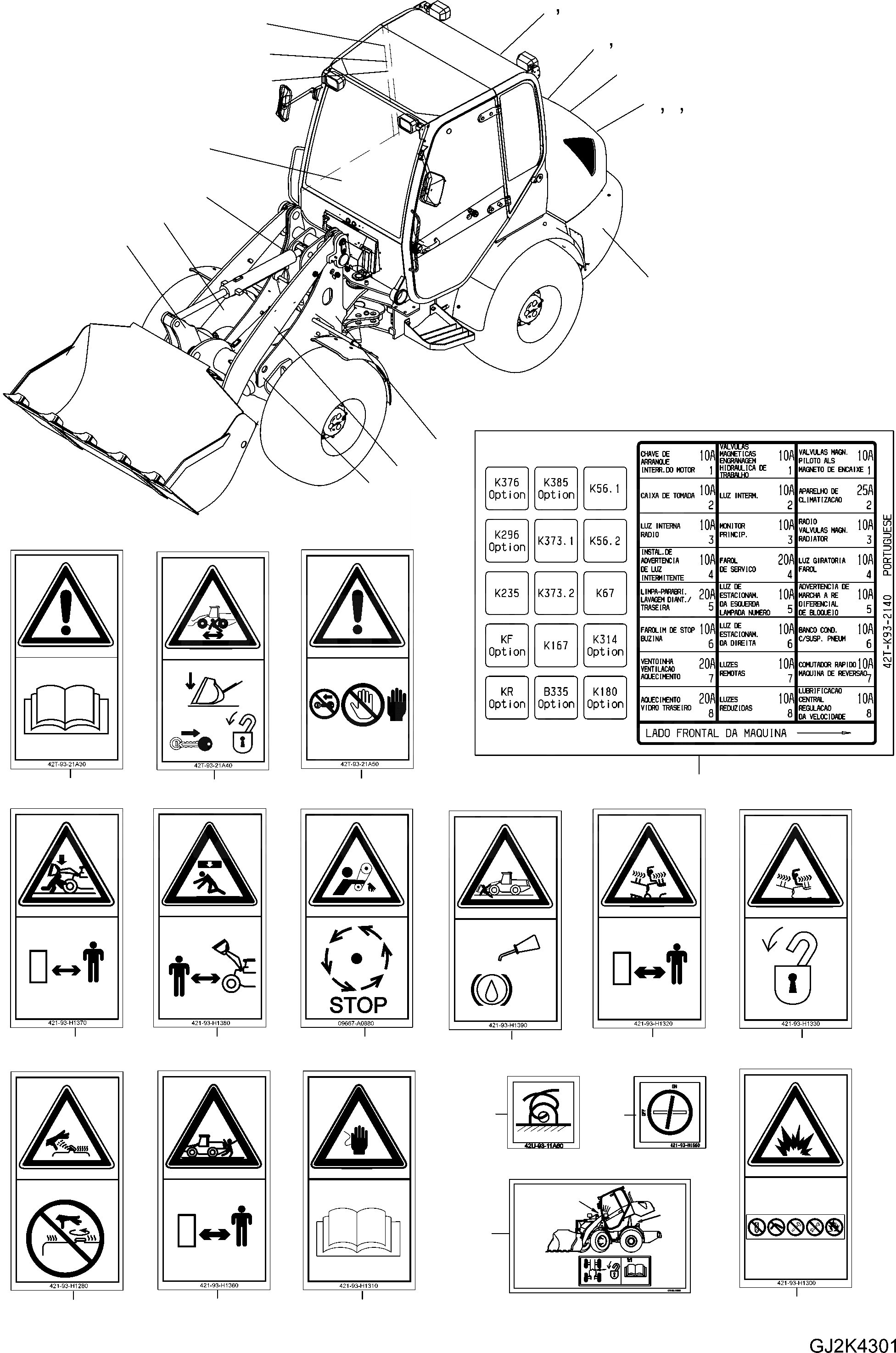 Схема запчастей Komatsu WA70-5 - ТАБЛИЧКИS, ПОРТУГАЛ. ИНСТРУМЕНТ, АКСЕССУАРЫ, БУКВЕНН.