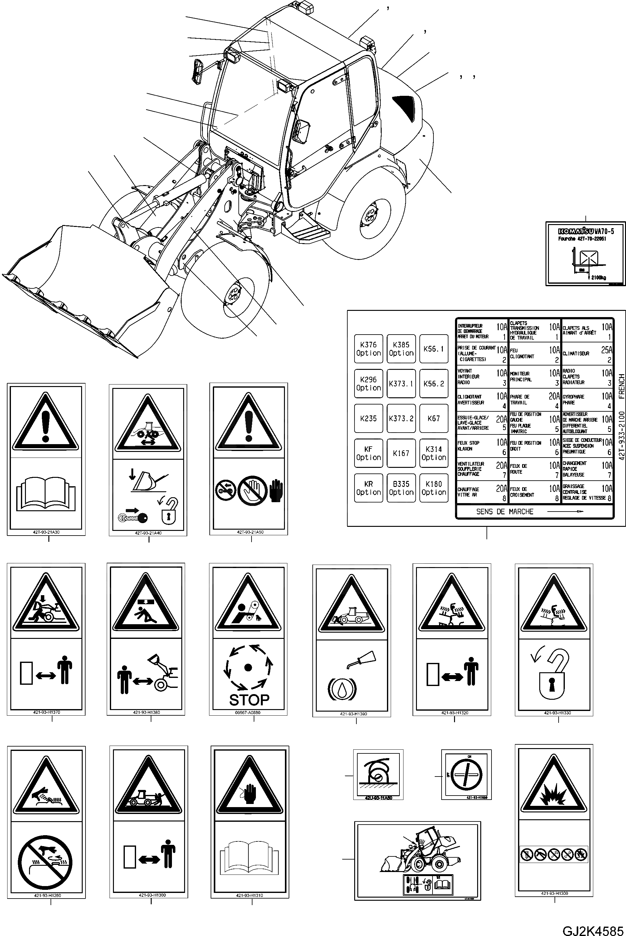 Схема запчастей Komatsu WA70-5 - ТАБЛИЧКИS, ФРАНЦИЯ ИНСТРУМЕНТ, АКСЕССУАРЫ, БУКВЕНН.