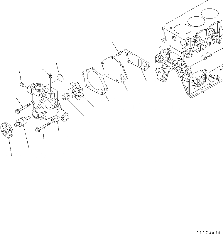 Схема запчастей Komatsu WA70-6 - ВОДЯНАЯ ПОМПА AA ДВИГАТЕЛЬ