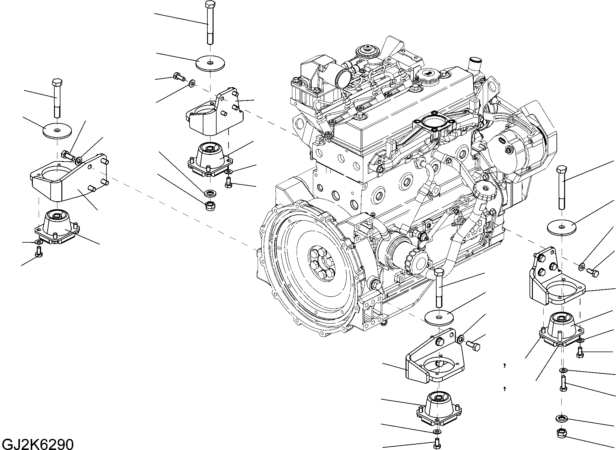 Схема запчастей Komatsu WA70-6 - КРЕПЛЕНИЕ ДВИГАТЕЛЯ B КОМПОНЕНТЫ ДВИГАТЕЛЯ