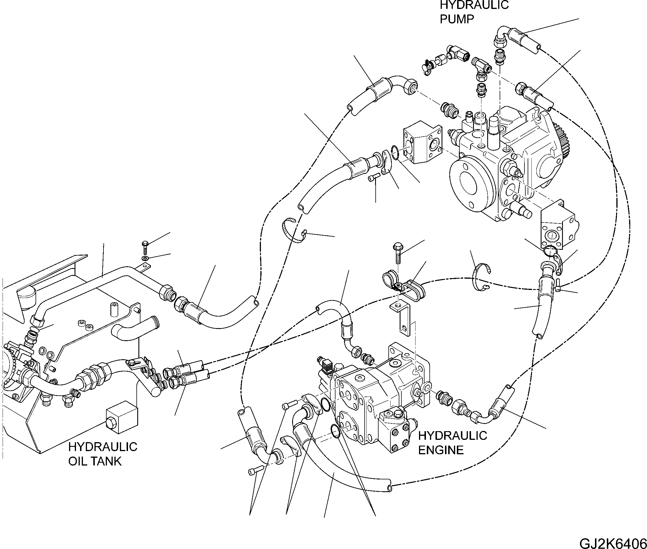 Схема запчастей Komatsu WA70-6 - HST ТРУБЫ (/) F ТРАНСМИССИЯ