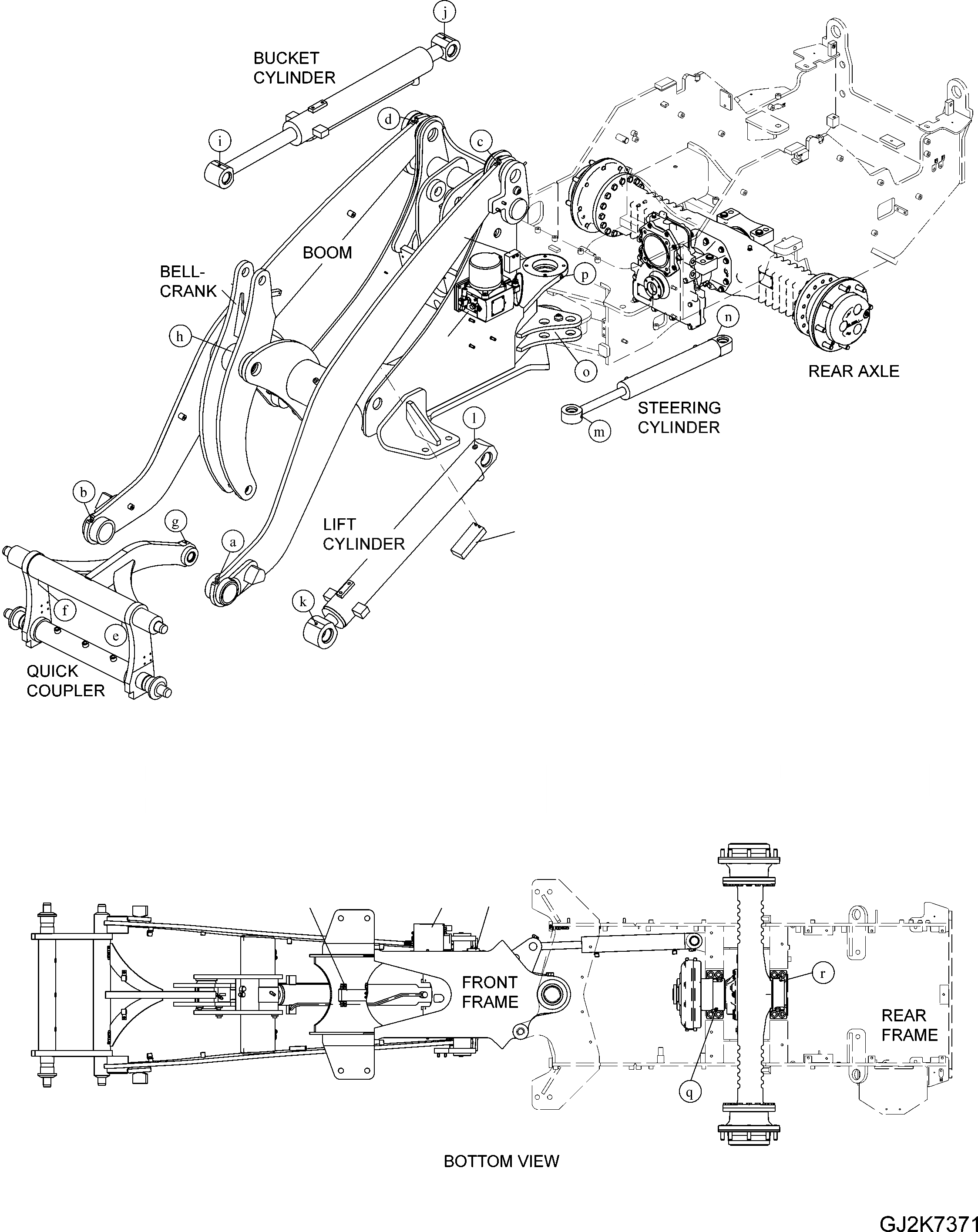 Схема запчастей Komatsu WA70-6 - CENTRAL СМАЗКА J ОСНОВНАЯ РАМА И ЕЕ ЧАСТИ