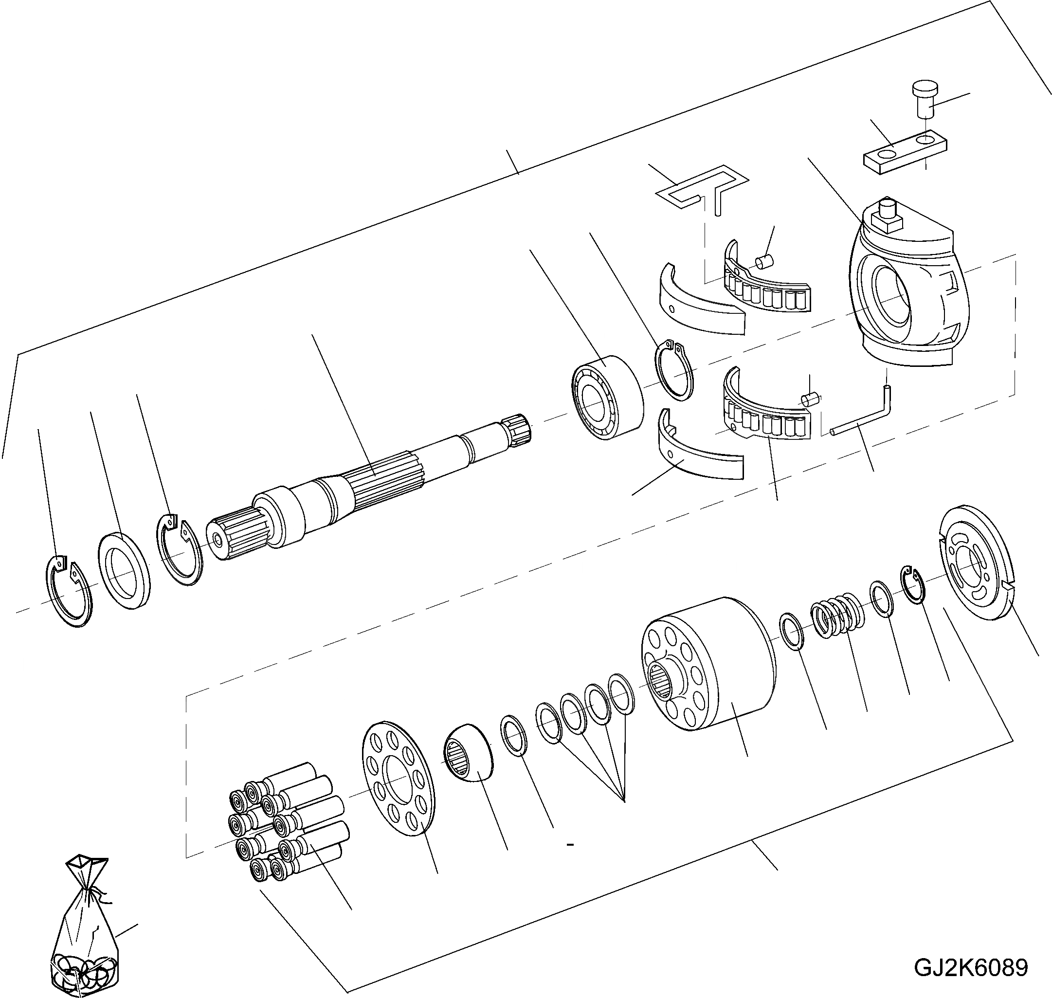 Схема запчастей Komatsu WA70-6 - ГИДР. НАСОС. (ВНУТР. ЧАСТИ) (/ + /) Y ОСНОВН. КОМПОНЕНТЫ И РЕМКОМПЛЕКТЫ