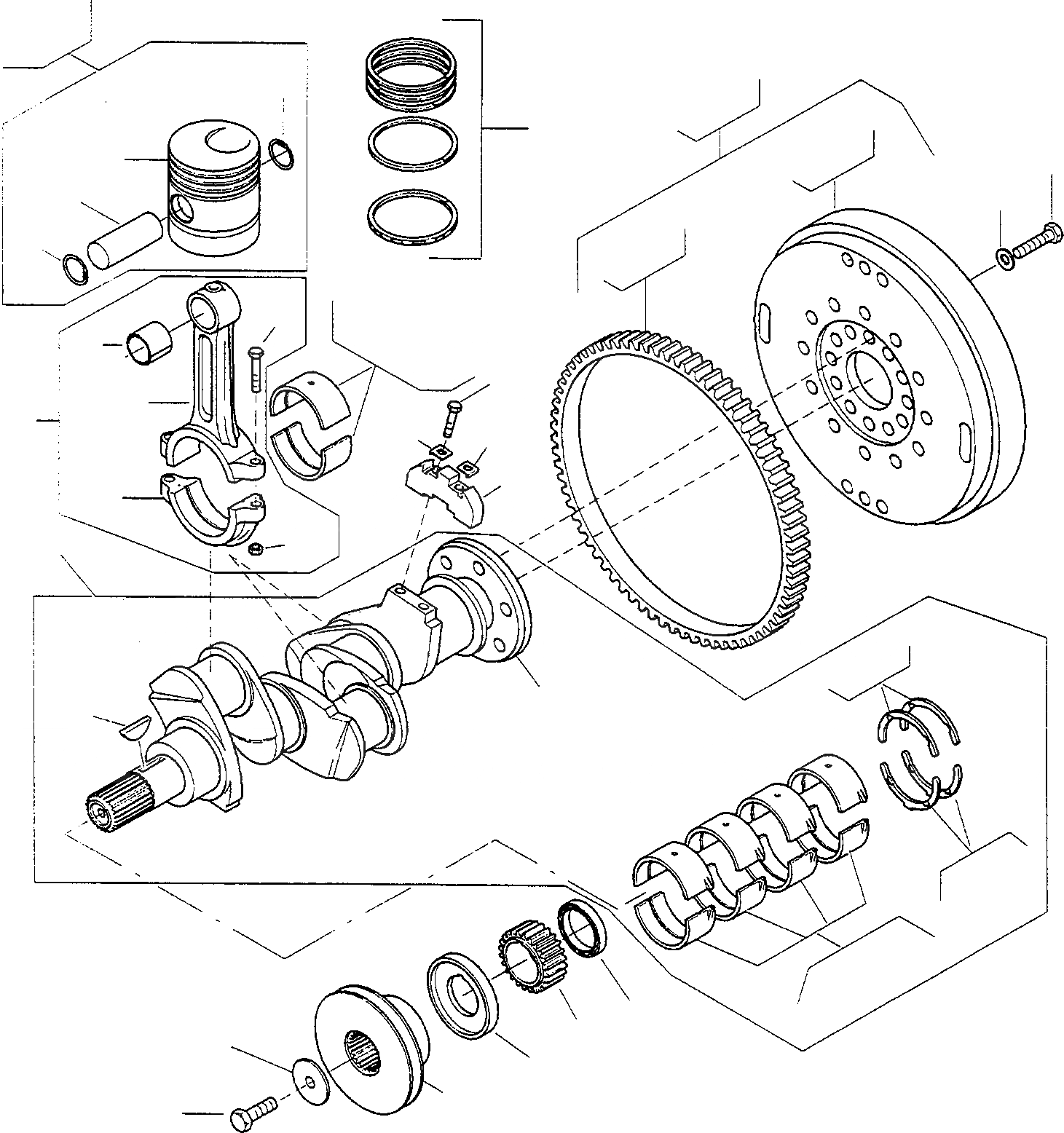 Схема запчастей Komatsu WA75-1 - CRANK ASSEMBLY ДВИГАТЕЛЬ, КРЕПЛЕНИЕ ДВИГАТЕЛЯ