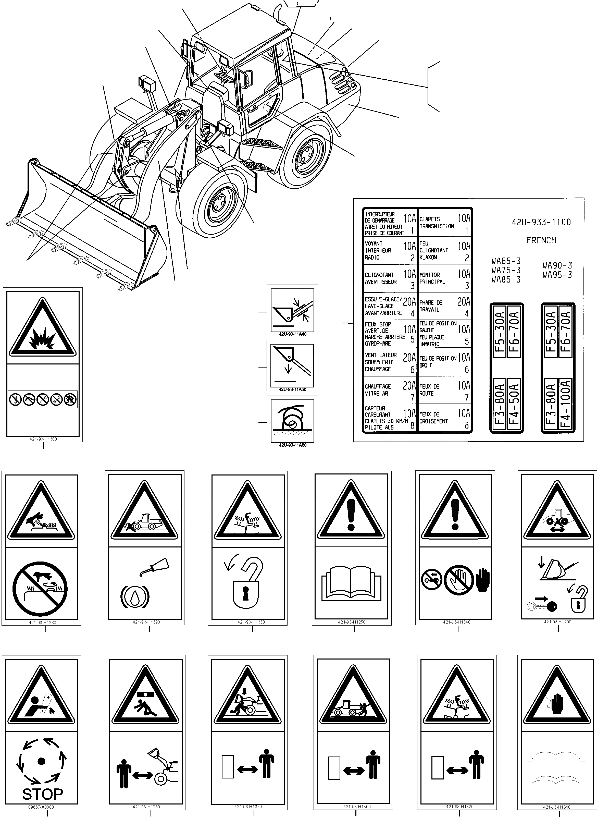 Схема запчастей Komatsu WA75-3 - ТАБЛИЧКИS, ФРАНЦИЯ ИНСТРУМЕНТ, АКСЕССУАРЫ, БУКВЕНН.