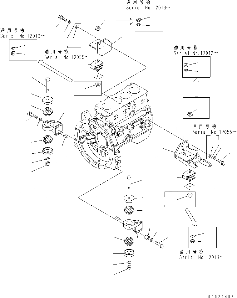 Схема запчастей Komatsu WA80-3 - КРЕПЛЕНИЕ ДВИГАТЕЛЯ (С КОНДИЦИОНЕРОМ)(№-) КОМПОНЕНТЫ ДВИГАТЕЛЯ